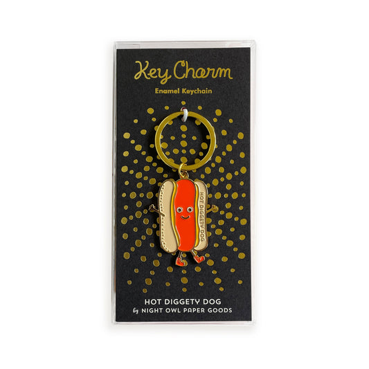 Hot Diggety Dog Enamel Keychain