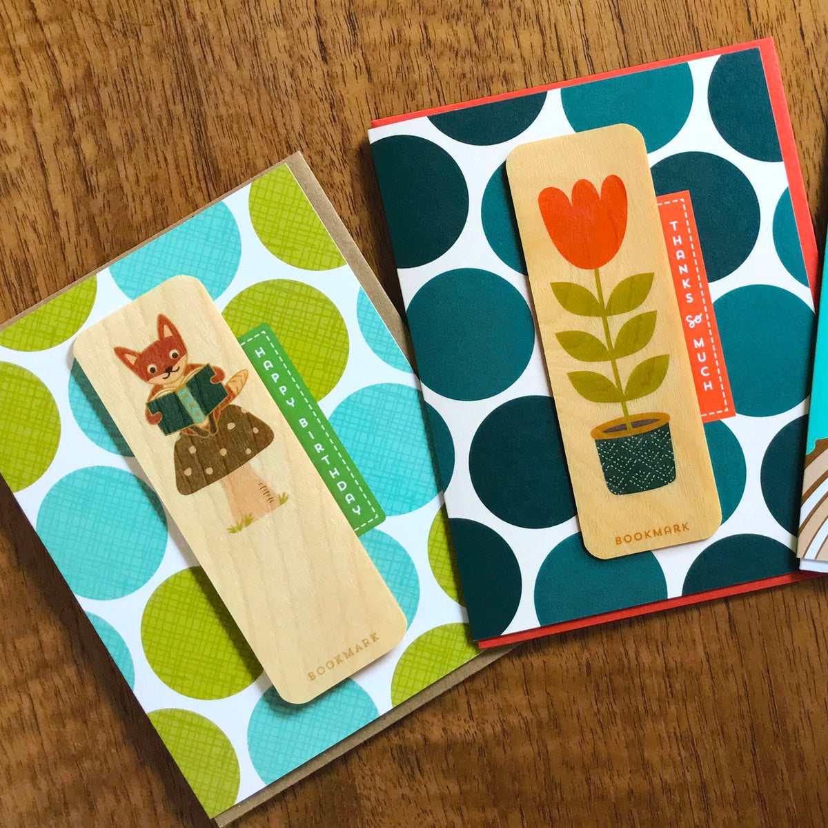 Foxy Fables Bookmark Birthday Card and Thanks Tulip Bookmark Thank You Card