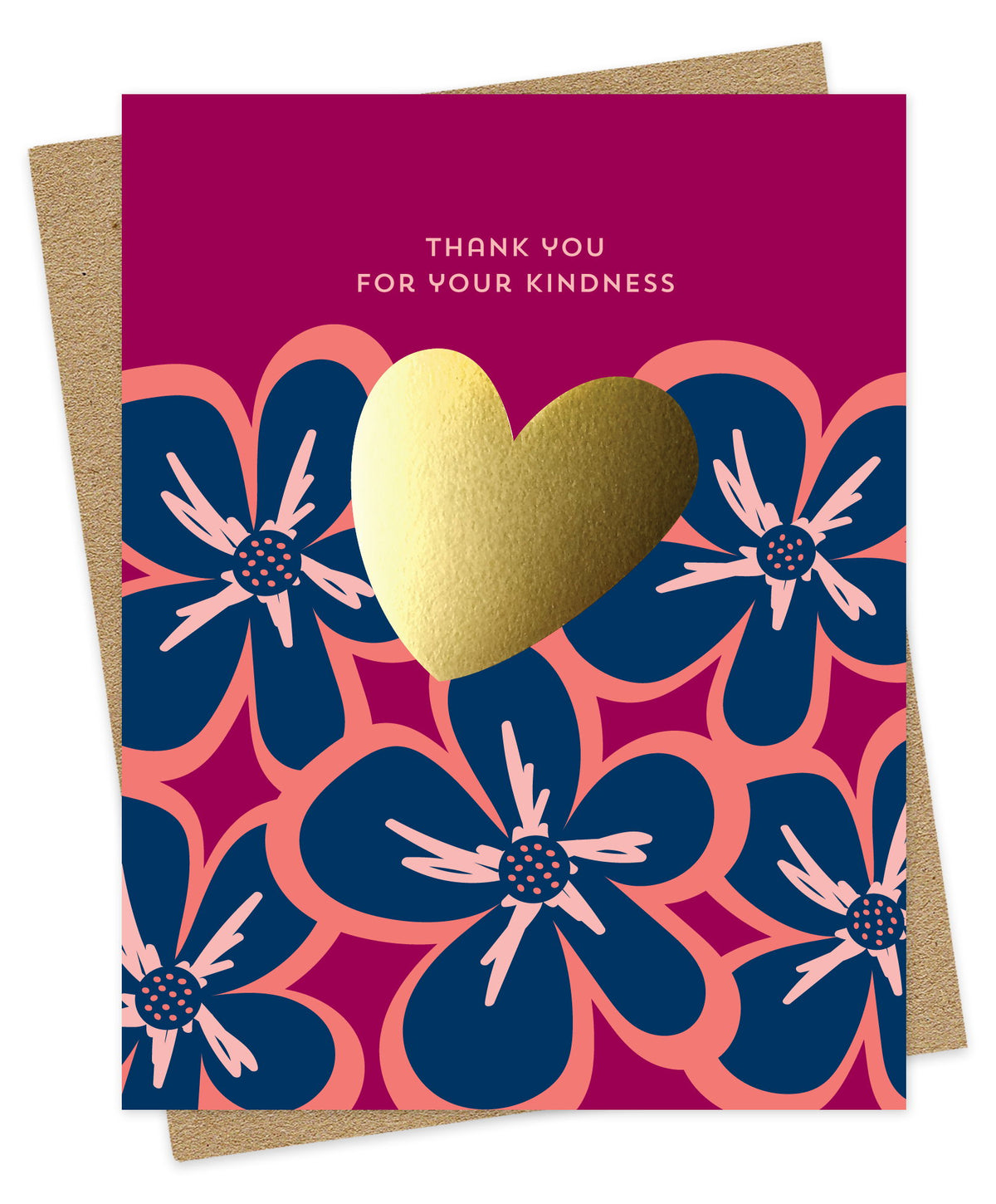 Gold Heart Kindness Foil-Stamped Thank You Card