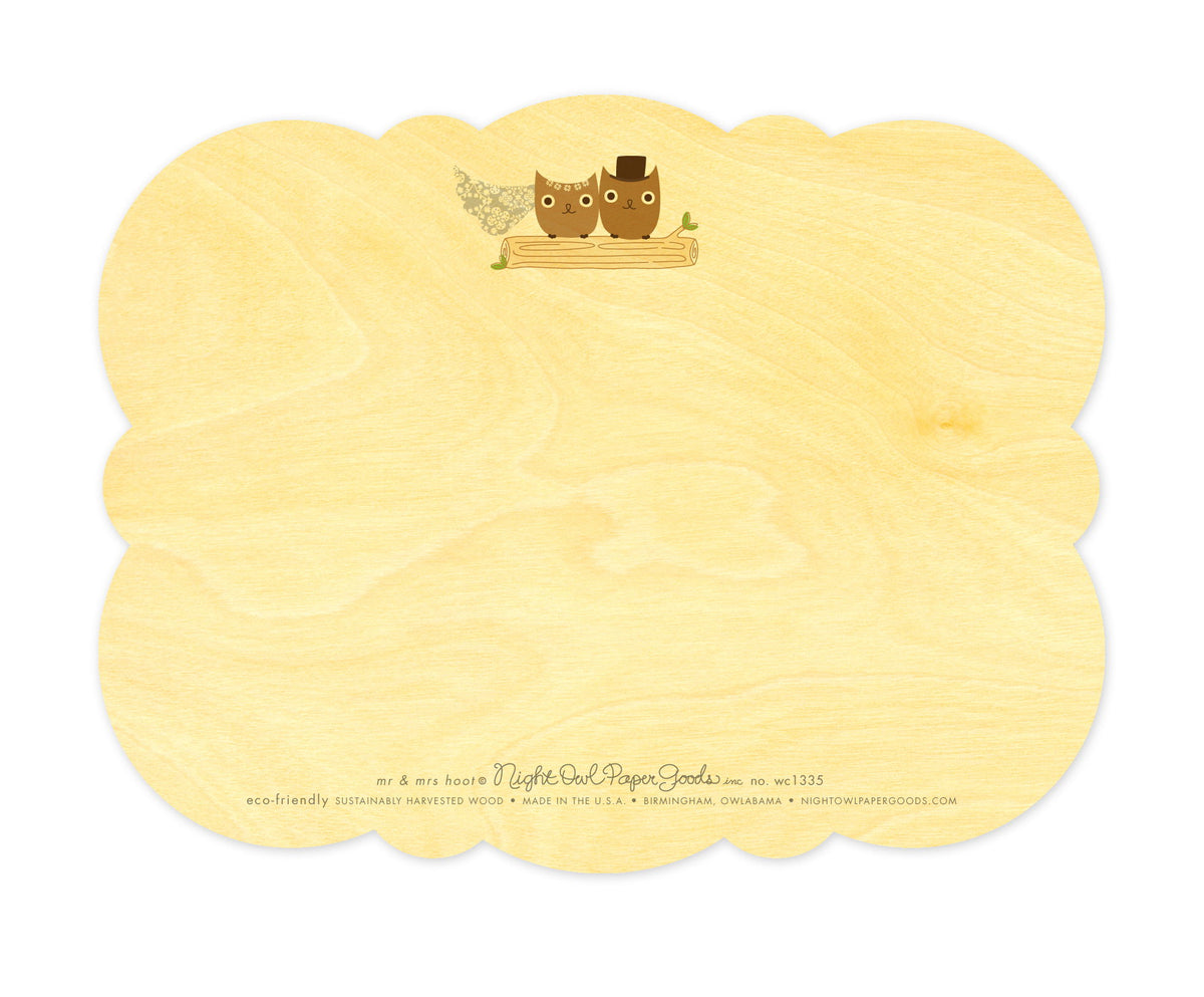 Mr & Mrs Hoot Wood Wedding Card
