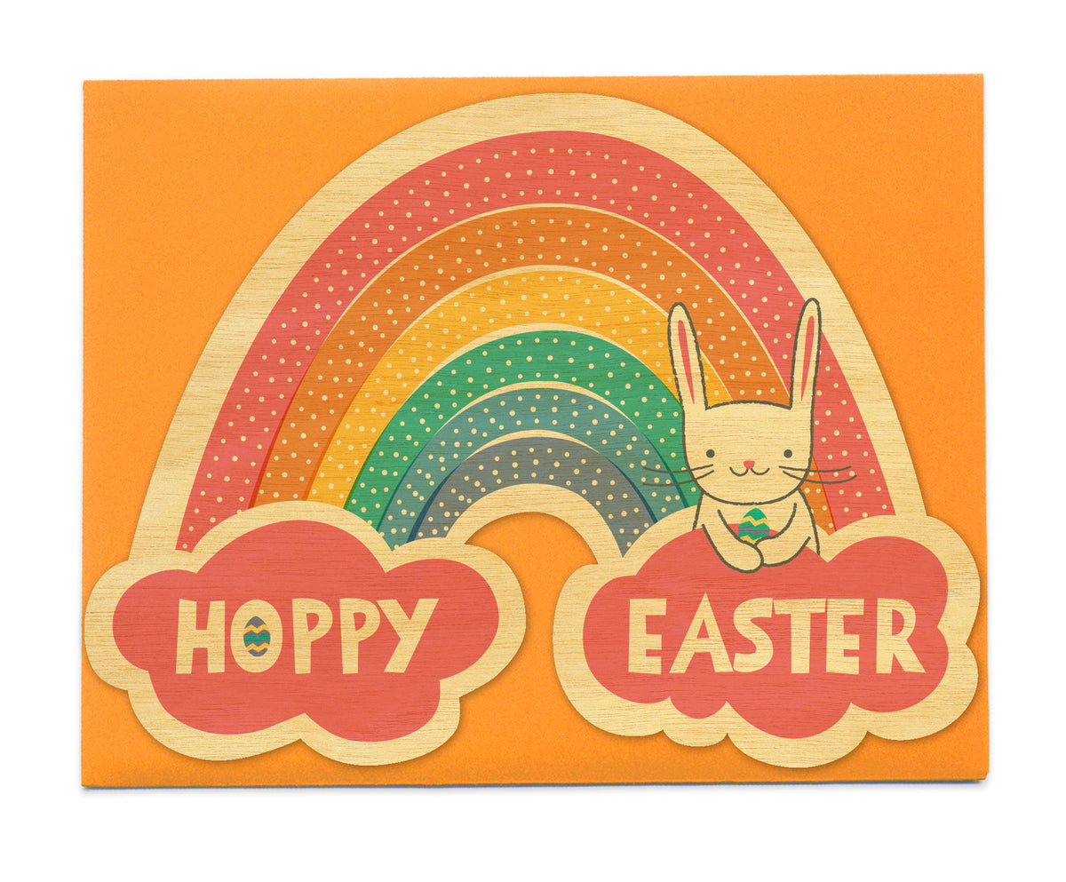 Easter Rainbow Wood Easter Card