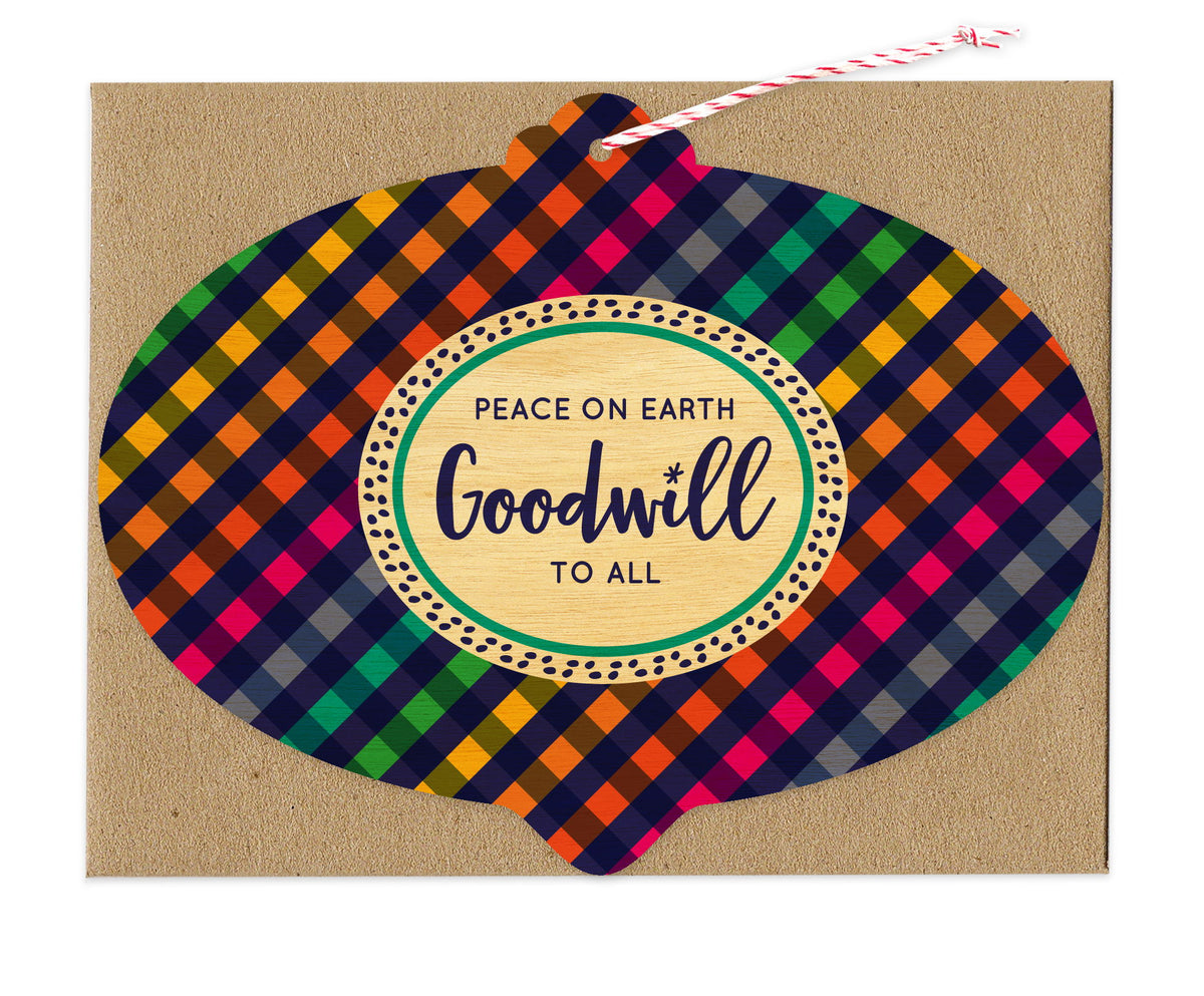 Goodwill Gingham Wood Holiday Card & Ornament