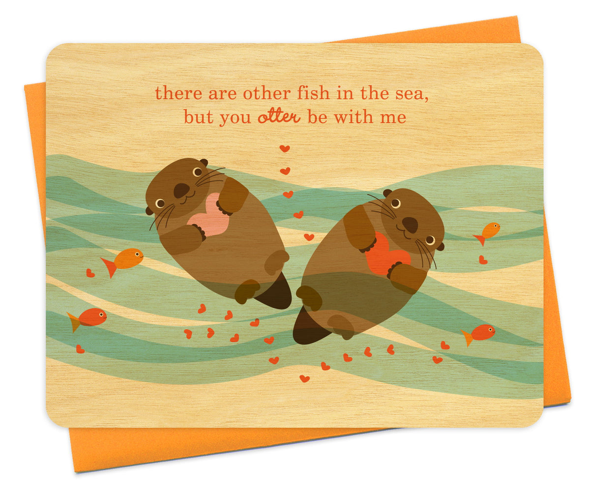 otter love Wood Love Card