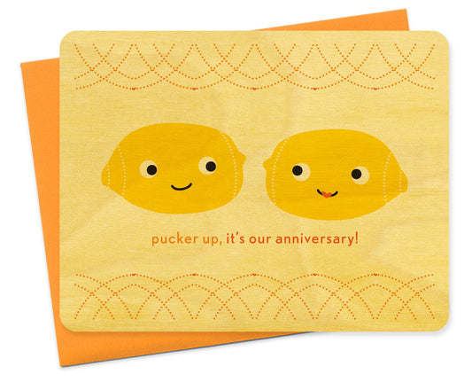 pucker up Wood Anniversary Card