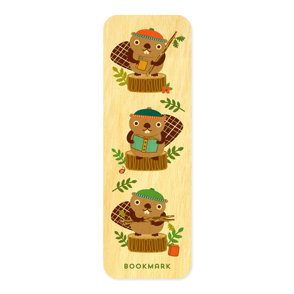 Bookish Beaver Book Buddies wood mini bookmark + pin gift set